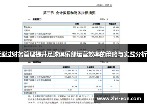 通过财务管理提升足球俱乐部运营效率的策略与实践分析
